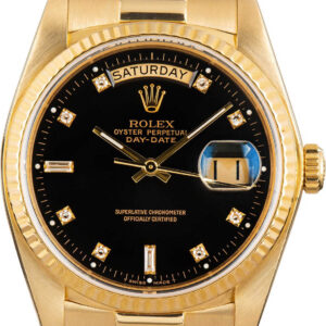 Rolex Day-Date Ref. 18038 18K Yellow Gold Black Diamond Dial