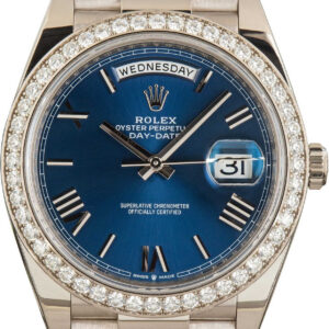 Rolex Day-Date 40 Ref. 228349 18K White Gold Bright Blue Dial
